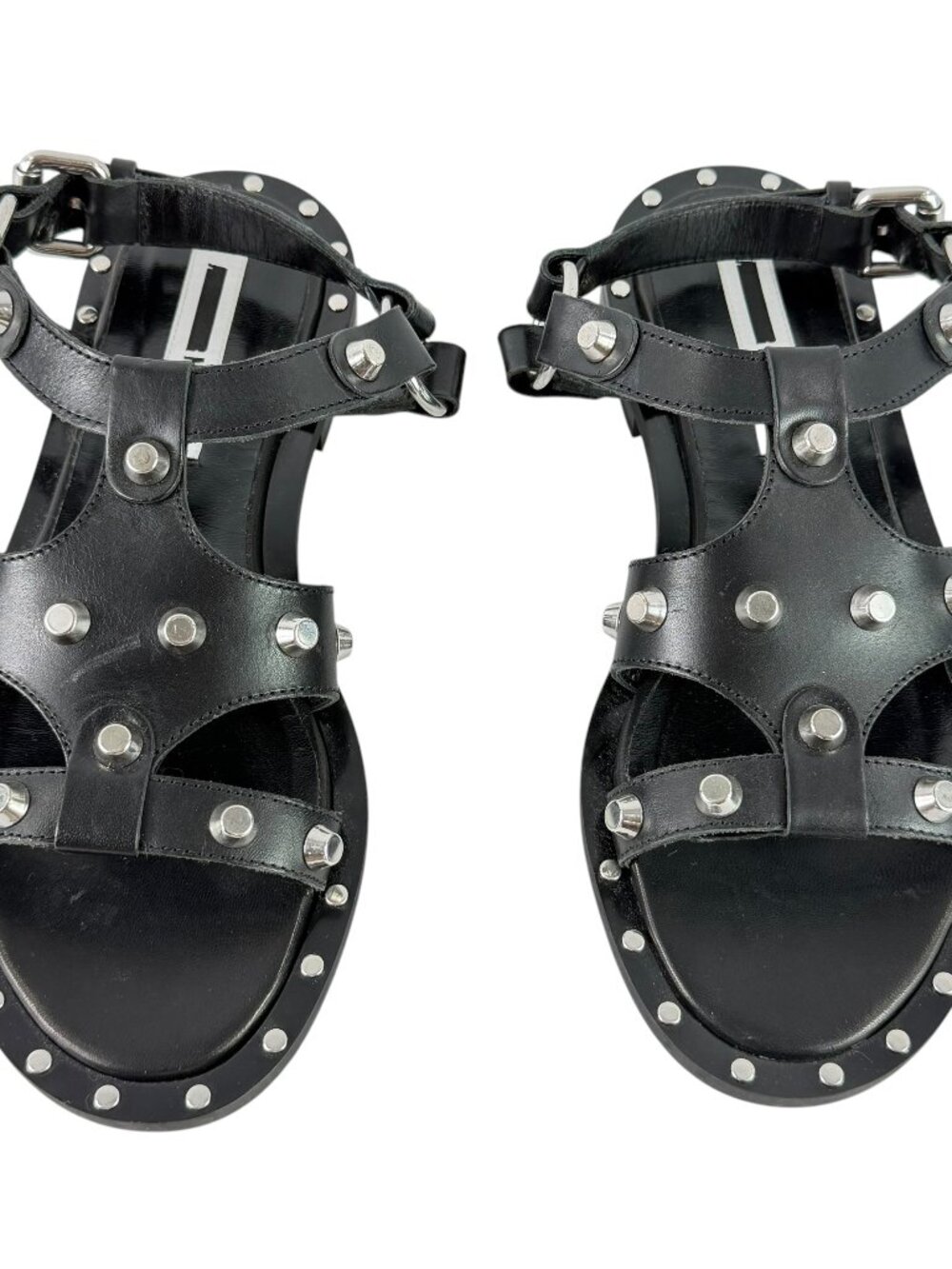 MCQ By ALEXANDER McQUEEN Black Leather Solenie Gladiator Sandals 39 - 9 US